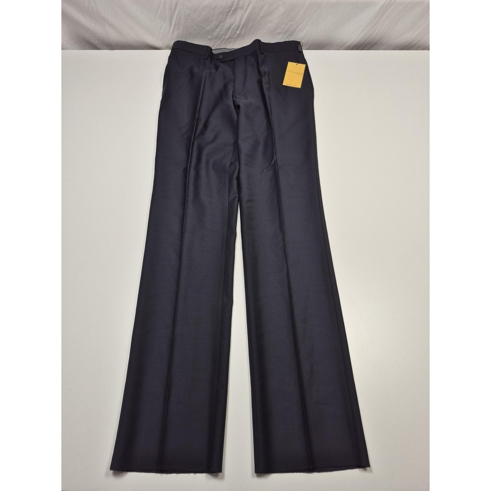 Galante Dress Pants Mens 36x36 Black Wool Flat Front Straight Unhemmed Italy NWT
